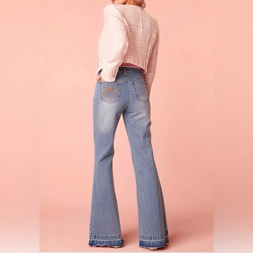LoveShackFancy Light Blue Flare Jeans
